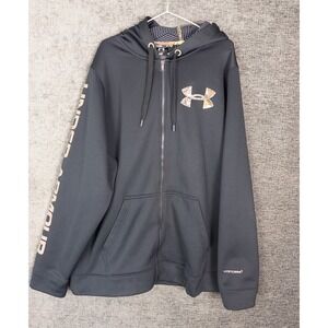 Under Armour Storm Hoodie Mens XL Black Realtree Logo Coldgear Loose Full Zip